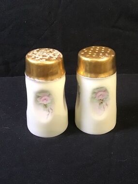 Vintage, Pair Bavarian Porcelain Salt & Pepper Shakers Elegant Hand-painted